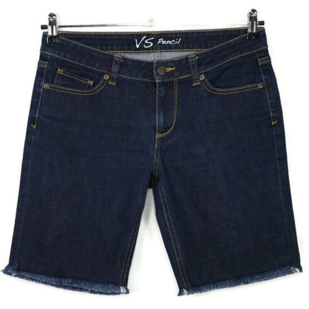 Victoria's Secret Pencil Cut Off‎ Jean Shorts Dark Stretch Frayed 6